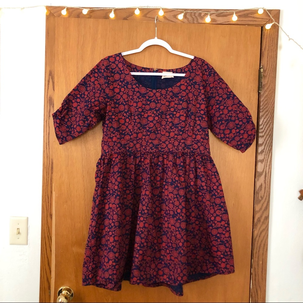 Mata Traders Babydoll Floral red navy dress